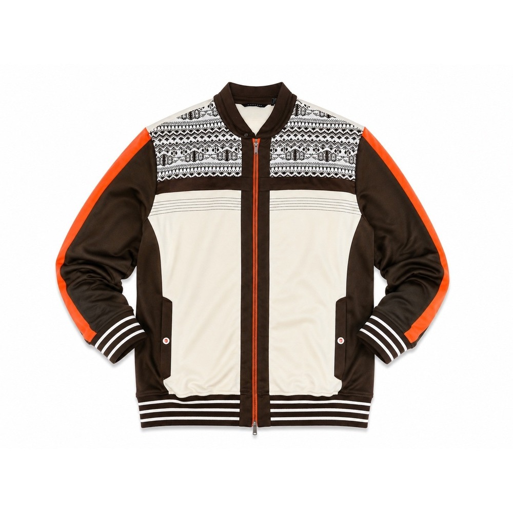 Sean John Track Jacket Mens 3XLT Brown Cream Orange Full Zip Big Tall